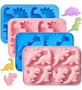 JOERSH 4Pcs Dinosaur Silicone Candy Molds Gummy Dinosaur Molds 8-Cavity Shaped with T-rex, Stegos...