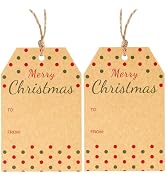 Christmas Gift Tags Christmas Gift Tags with String 100 Pcs Merry Christmas Design Tags Xmas Holi...