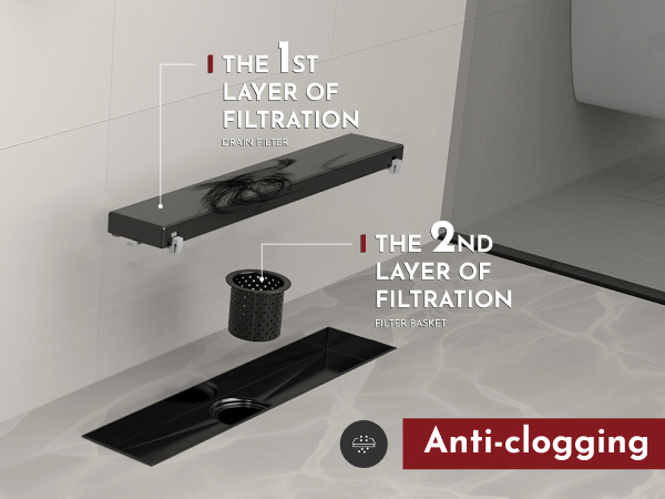 black linear shower drain