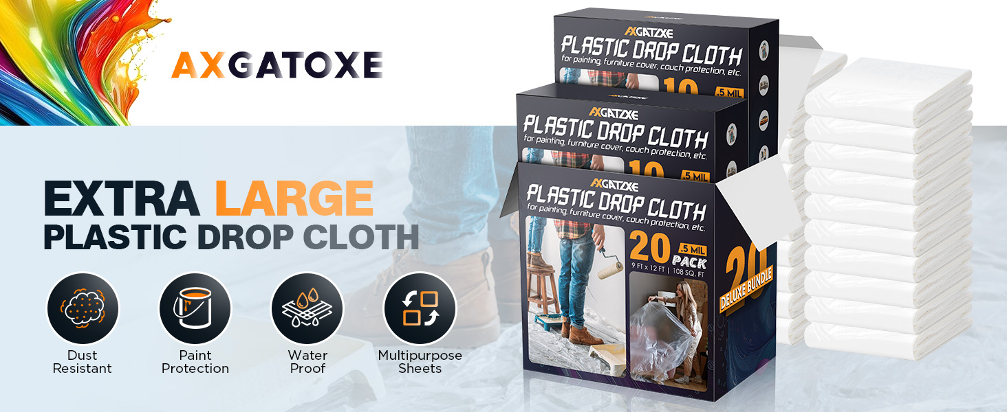 Heavy-duty plastic drop cloths for painting—dustproof, waterproof, tear-resistant