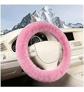 Norkmdi Soft Fuzzy Steering Wheel Cover for SUVs RVs and Trucks, Pink | soft fluffy surface, elas...