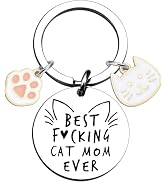 PLwelth Dog Mom Keychain Cat Mom Keychain Funny Mum Gift Keyring for Women Birthday Mother’s Day ...