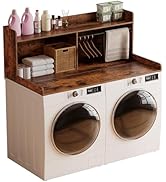 Unionly 2-Tier Washer Dryer Countertop with Clothes Rail,Laundry Topper with Edge and Non-Slip Pa...