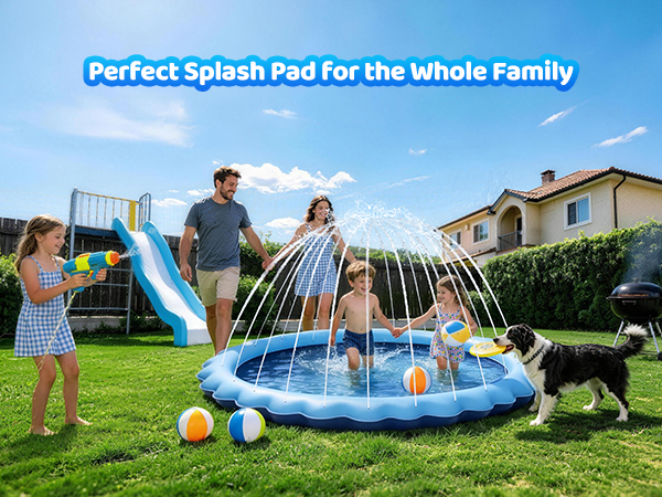Meowant Splash Pad, Dog Pool, Not-Slip Sprinkler Play Mat