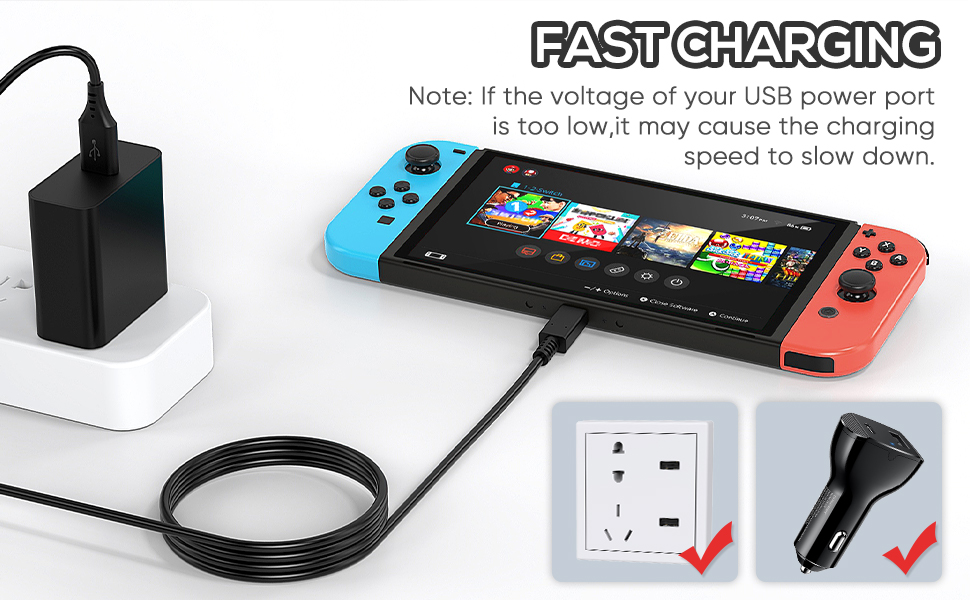 long charging cord for nintendo swicth