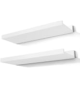 Solrot White Floating Shelves for Wall Decor, Wall Mounted Wood Storage Shelf for Bedroom, Living...
