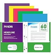 Two Pocket Folders, PANDRI 60 Pack Two Pocket Folders with Prongs, Designed for Office and Classr...
