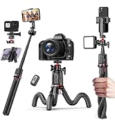 Flexible Phone Tripod Selfie Stick, Octopus Camera Tripod iPhone Holder Stand with Cold Shoe Moun...