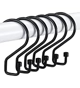 Goowin Shower Curtain Hooks, 12 Pcs S Shape Shower Curtain Rings, Rustproof Black Shower Curtain ...