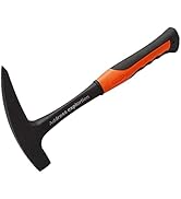 Rock Pick - 35 oz Geological Hammer with Pointed Tip & Shock Reduction Grip, Bricklayer's/Mason's...