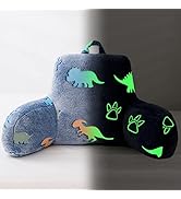 Holawakaka Glow in The Dark Reading Pillow for Sitting up in Bed Sofa Kids Teens, Luminous Dinosa...