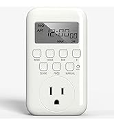 BN-LINK Indoor Digital Timer Outlet, Single Outlet 7 Day Programmable Light Switch, 3 Prong Plug ...