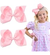 2PCS 6inch Hair Bows Clips, Oaoleer Pink Layered Grosgrain Ribbon Bows Hair Alligator Clips Hair ...