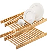 Lawei 2 Pack Over The Sink Dish Drying Rack, Bamboo Dish Rack Plate Stand Pot Lid Holder Kitchen ...
