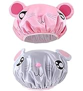 2 PCS Kids Shower Cap, Funny Cute Cartoon Bath Hat Waterproof Shower Bath Caps for Boys or Girls ...