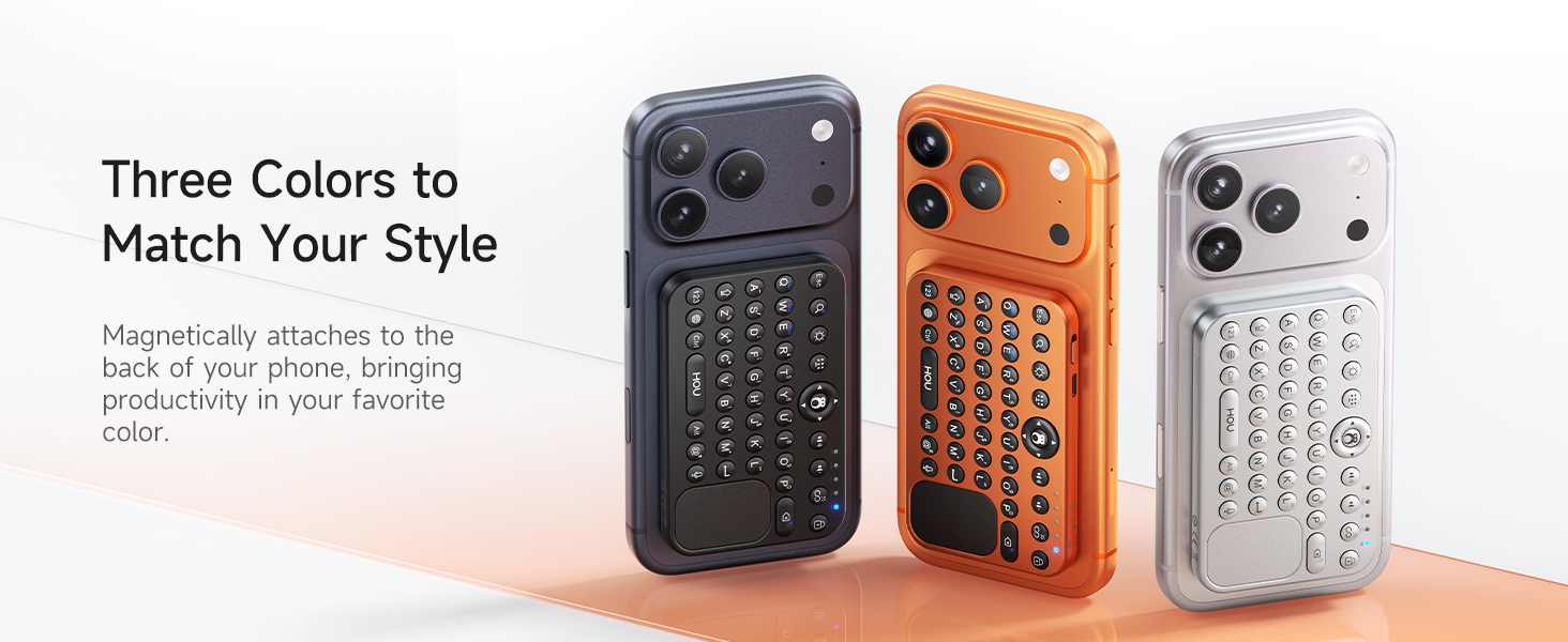 Three-color magnetic mini keyboards attached to the back of smartphones