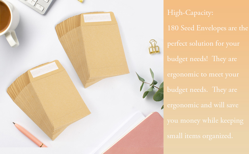 Coin Envelopes, Brown Kraft Seed Envelopes,Full-Flap Seal Small Envelopes