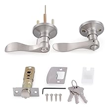 Door Levers Interior Keyed Difference Entry Front/Bedroom Door Handles for Left and Right Opened