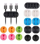 Cable Clips Colorful, Self Adhesive Cable Drop 16 Pack Desk Wire Clips for All Your Computer, Ele...