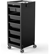 TASALON New Salon Trolley Cart with Wheels for Extra Storage, 5 Drawers & Dryer Holder, Space Sav...