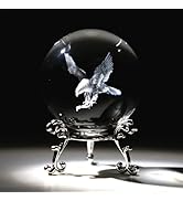HDCRYSTALGIFTS Engraved Eagle Crystal Ball Paperweight with Stand 60mm 3D Laser Etched Bald Eagle...