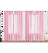 SpaceDresser Sheer Light Pink Curtains 4 Panels Rod Pocket Semi-Sheer Curtain 90 Inches Long Ligh...