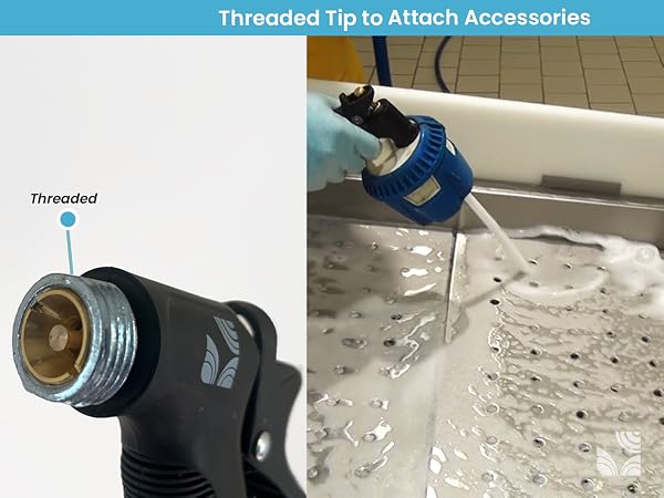 New England Garden Tools 500012 Industrial Hot Water Jet Nozzle Threaded Tip to Attach Accessories