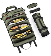 Tool Bag Roll Up Gifts for Men, Heavy Duty Oxford Tool Roll with 2 Detachable Pouches, Tool Box O...