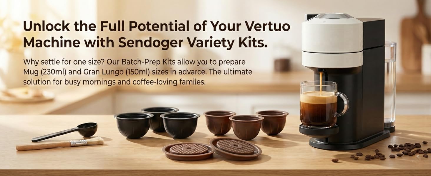 Unlock the Full Potential of Your Vertuo Machine with Sendoger Variety Kits.