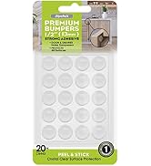 Slipstick Premium Cabinet Door Bumpers 1/2” Round Clear Adhesive Pads, Cabinet Stoppers, Rubber B...