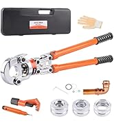 HZLZRZ Copper Pipe Crimping Tool Kit, 3 Die Set for 1/2" 3/4" 1" Pipes, Pro Press Style Crimper w...