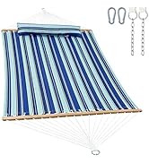 Gafete 2 Person 12FT Hammocks for Outside, Double Quilted Fabric Outdoor Hammock with Spreader Ba...