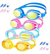 XDX Kids Swim Goggles, 4 Pack Kids Goggles for Swim with UV Protection, Anti Fog Swimming Goggles...