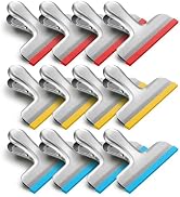 HOUSE AGAIN 12 Pack Stainless Steel Chip Bag Clips Covered with Silicone - NO More Sharp Edges - ...