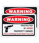 Eoppen 2Pcs 10"x 7" Gun Sign The Owner of This Property is Armed Sign Warning Sign Reflective Sig...