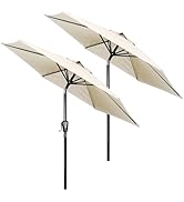 HealSmart 7.5ft Patio Umbrella with Push Button Tilt/Crank, Outdoor Table Market Yard Umbrella, 6...