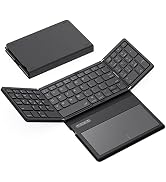 GEODMAER Foldable Bluetooth Keyboard, Portable Full Size Folding Keyboard with Large Touchpad, Nu...