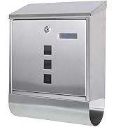 Decaller Stainless Steel Mailboxes with Sturdy Key Lock, Wall Mounted Waterproof Mail Box with Tr...