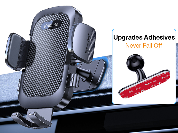 Adhesive car phone holder