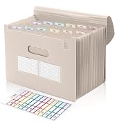SKYDUE Accordion File Organizer, Expanding File Folder with 13 Pockets, Portable Document Paper B...