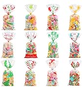 CCINEE Christmas Cellophane Bags,Xmas Assorted Treat Bags with Twist Ties Candy Cookie Bags for P...