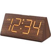 DreamSky Wooden Digital Alarm Clock for Bedrooms Desk with Large Numbers | Living Room Clock, USB...