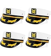Pumtus 4 Pack Captain's Yacht Sailors Hat, Adult Boat Ship Sailor Captain Costume Hat, Navy Marin...