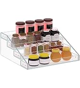 PMMASTO Widen Tiered Spice Rack, Seasoning Organizer, Clear Acrylic Vertical Shelves Can OrganWiz...
