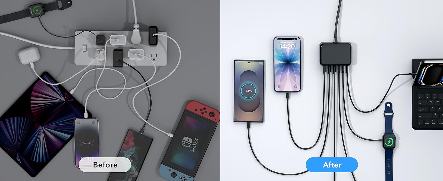 6 Ports for Fast Charging