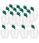 HANZE Large Plastic Clear Apple Containers (Pack of 16)- Candy Chocolate Toy Filling Jar, Ideal f...