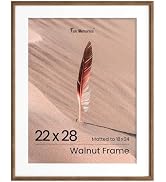 22x28 Poster Frame, Solid Oak Wood 22x28 Frame Matted to 18x24, 22