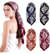 upeilxd 4 Pcs Head Scarf for Women Silk Scarf Hair Scarf Bandanas 35" Square Satin Bag Silk Hair ...