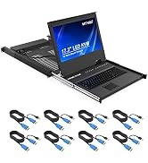 MT-VIKI 8 Port KVM Switch HDMI w/ 17.3'' LCD Monitor, 1080P 1U Rack Mount KVM Integrated Touch-p...