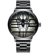 Luxury Men's Spider Man Watch Stainless Steel Quartz Watch Large Face Wrist Watch for Men